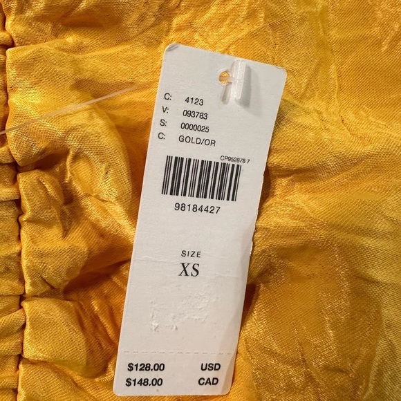 NWT! Anthropologie Golden Yellow Textured Satin Pull-On Pants - Size XS 🎃 - Picture 6 of 6
